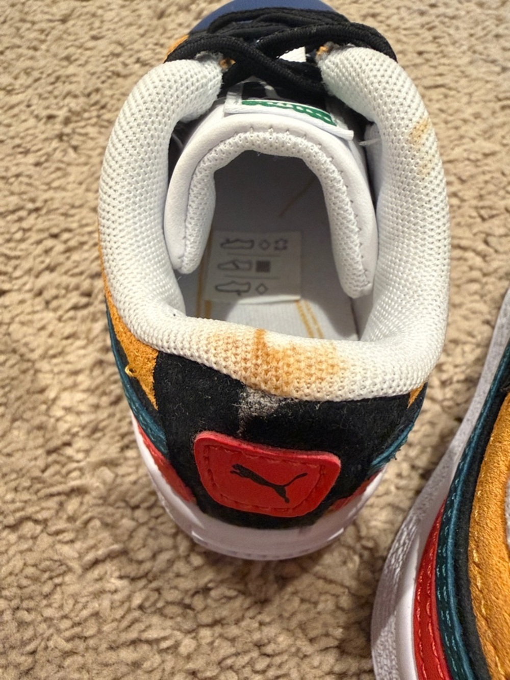 Puma Kids' Multicolor Suede Lace-Up Sneaker - Yellow, Teal, Blue, Red, Black - Picture 9 of 9